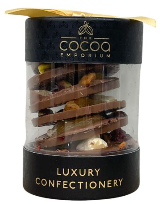 TCE milk chocolate mendiants – handcrafted chocolate discs with dried fruits and nuts