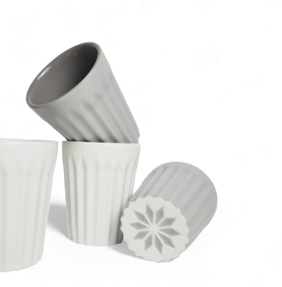 Modern Ribbed Latte Cup – Matte Grey (220ml)