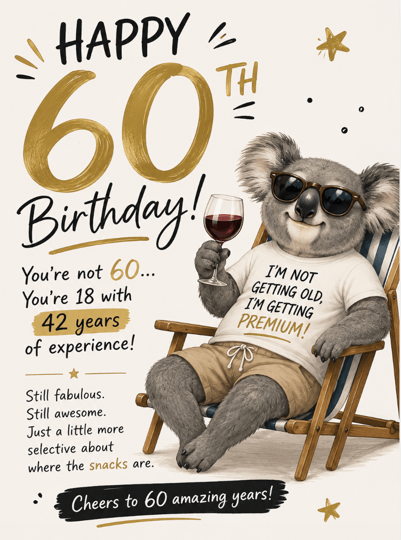 Funny 60th Birthday Card – I'm Not Getting Old, I'm Getting Premium | Premium Gift Box from The Gifting Suite | Australia