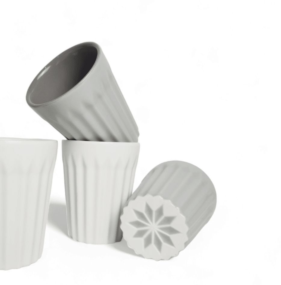 Modern Ribbed Latte Cup – Matte Grey (220ml) | Premium Gift Box from The Gifting Suite | Australia