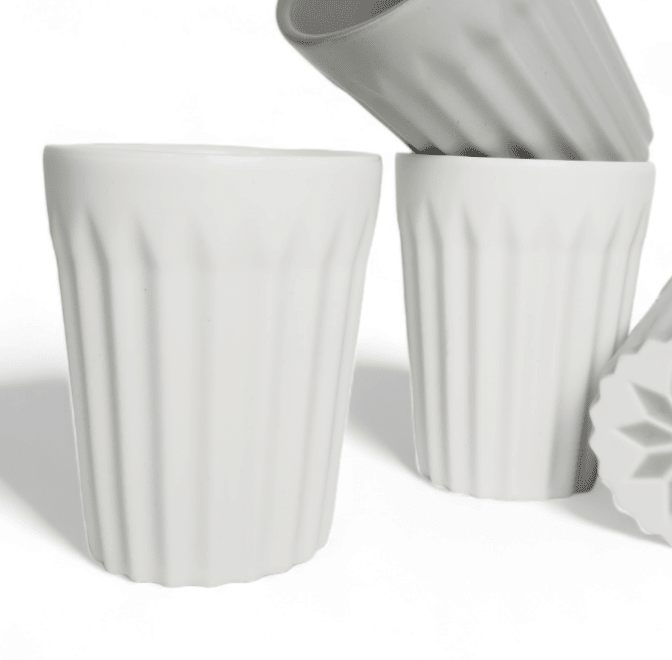 Modern Ribbed Latte Cup – Matte White (220ml) | Premium Gift Box from The Gifting Suite | Australia