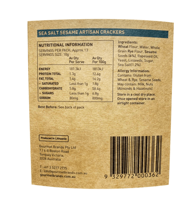 Valley Produce Co - Artisan Crackers - Sea Salt and Sesame | Premium Gift Box from The Gifting Suite | Australia