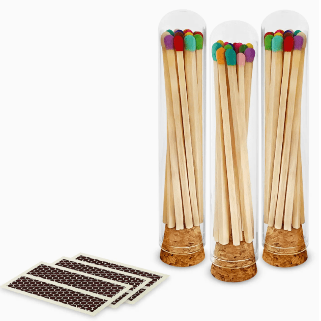 4" Rainbow Safety Matches in Mini Glass Cloche (with Strikers) | Premium Gift Box from The Gifting Suite | Australia