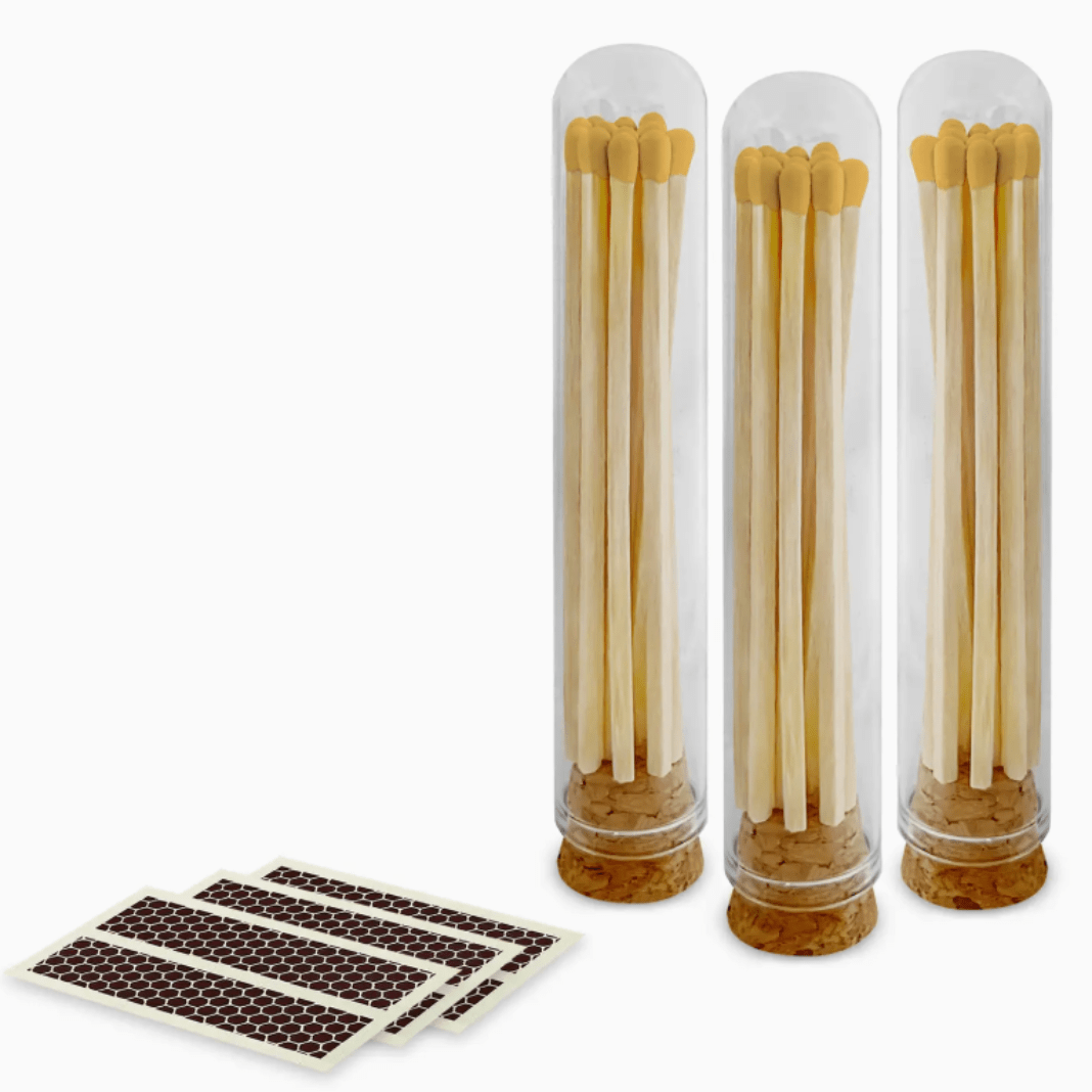4" Yellow Safety Matches in Mini Glass Cloche (with Strikers) | Premium Gift Box from The Gifting Suite | Australia