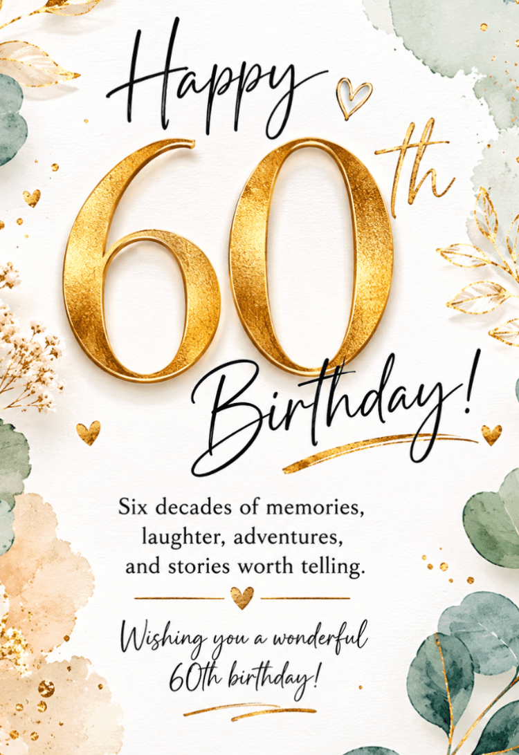 60th Birthday Card – Happy 60th Birthday Floral Gold | Premium Gift Box from The Gifting Suite | Australia