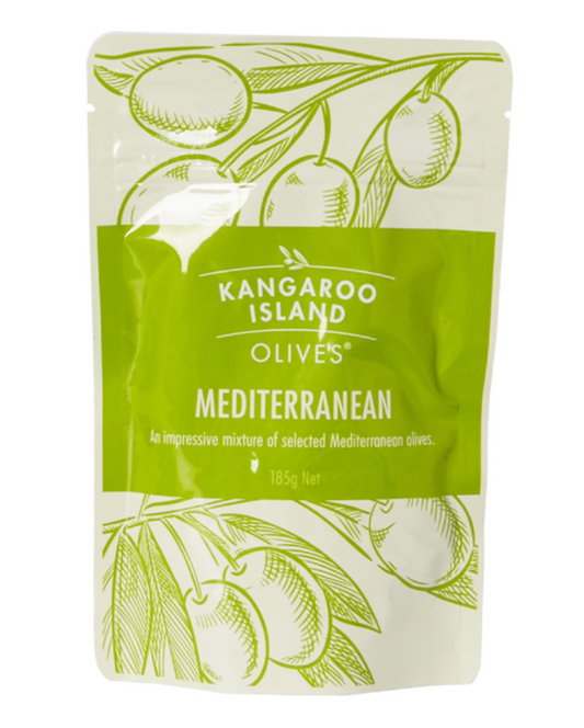 Kangaroo Island Mediterranean olives 185g – premium olives with a rich, briny flavor