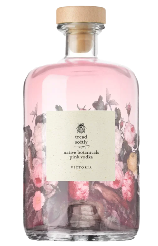 700ml bottle of Tread Softly Pink Vodka – a premium pink vodka for cocktails and mixers