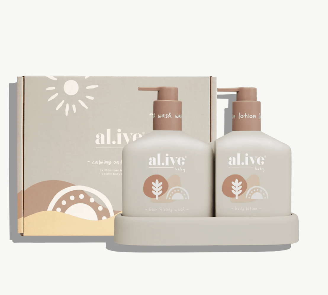 al.ive body Baby Hair & Body Duo – Calming Oatmeal | Premium Gift Box from The Gifting Suite | Australia