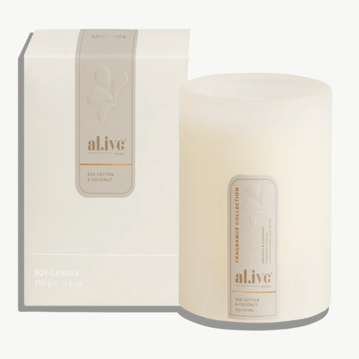 al.ive Body Soy Candle – Sea Cotton & Coconut 300g *New Range* | Premium Gift Box from The Gifting Suite | Australia