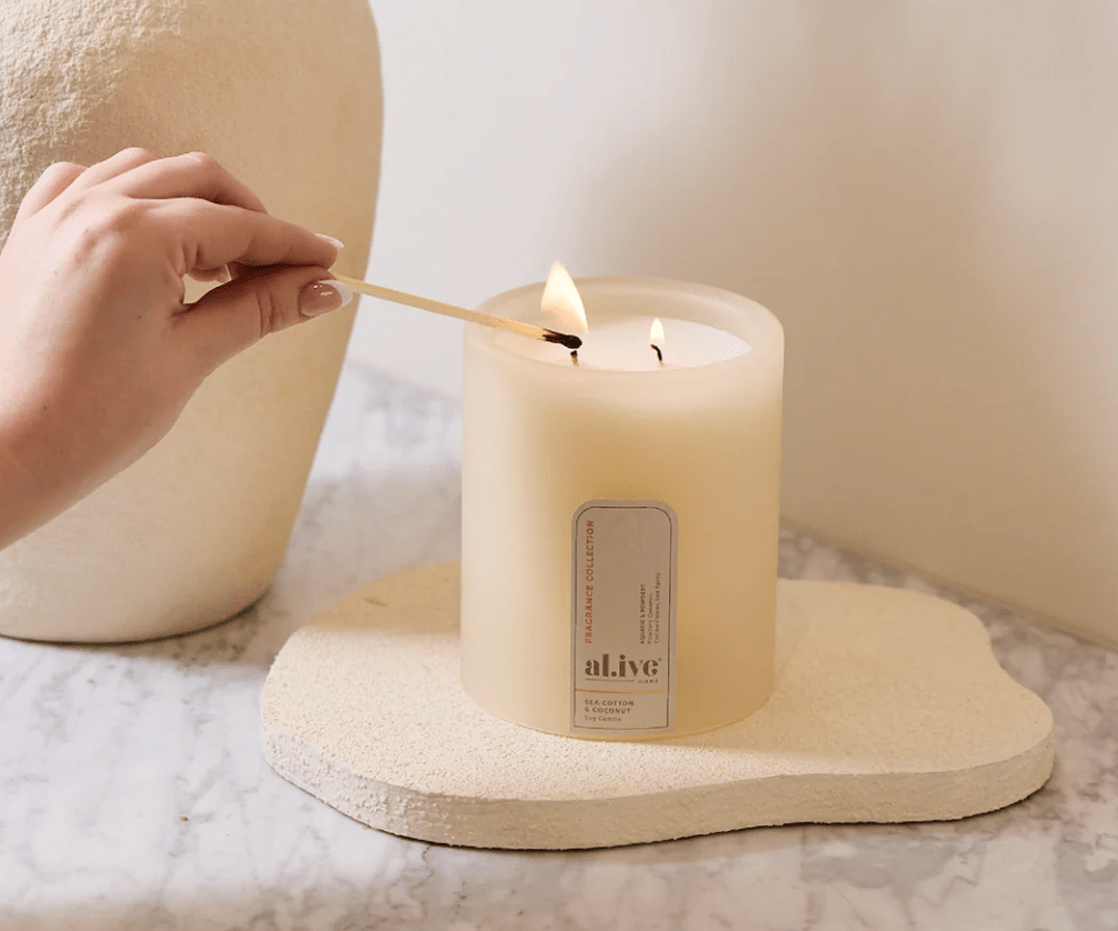 al.ive Body Soy Candle – Sea Cotton & Coconut 300g *New Range* | Premium Gift Box from The Gifting Suite | Australia