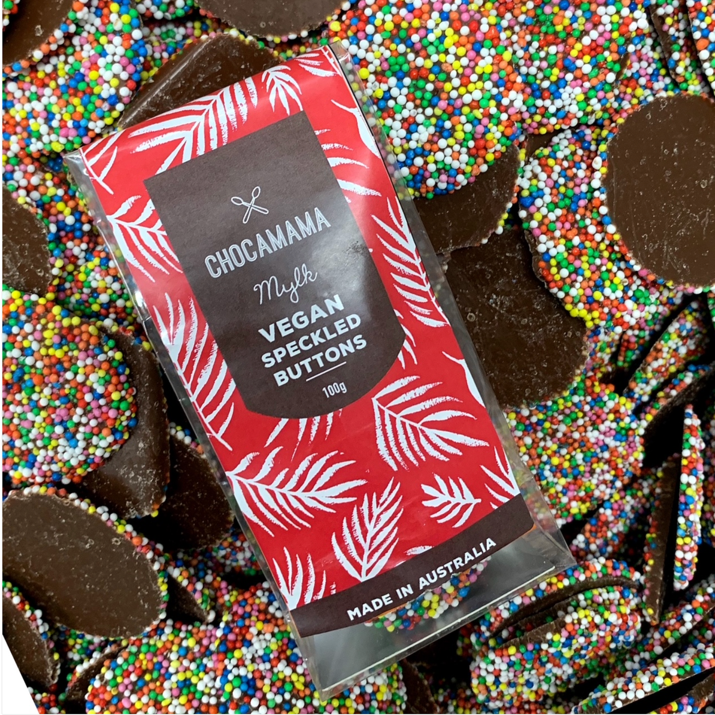 Chocamama Vegan Speckled Chocolate Buttons 100g | Vegan Chocolate Gift Australia | Premium Gift Box from The Gifting Suite | Australia