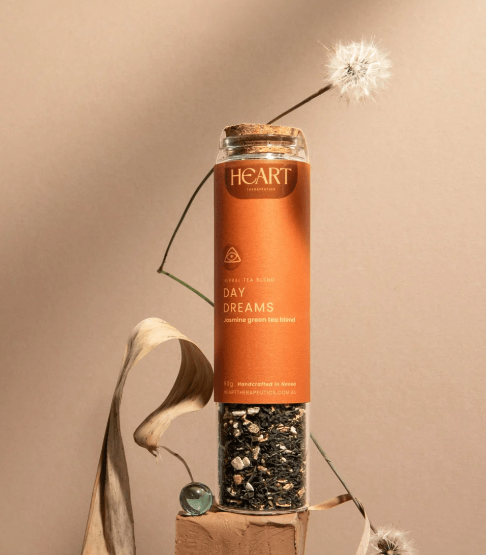 Daydreams Jasmine Tea Blend | Organic Loose Leaf Green Tea with Orange Peel (90g Glass Jar) | Premium Gift Box from The Gifting Suite | Australia