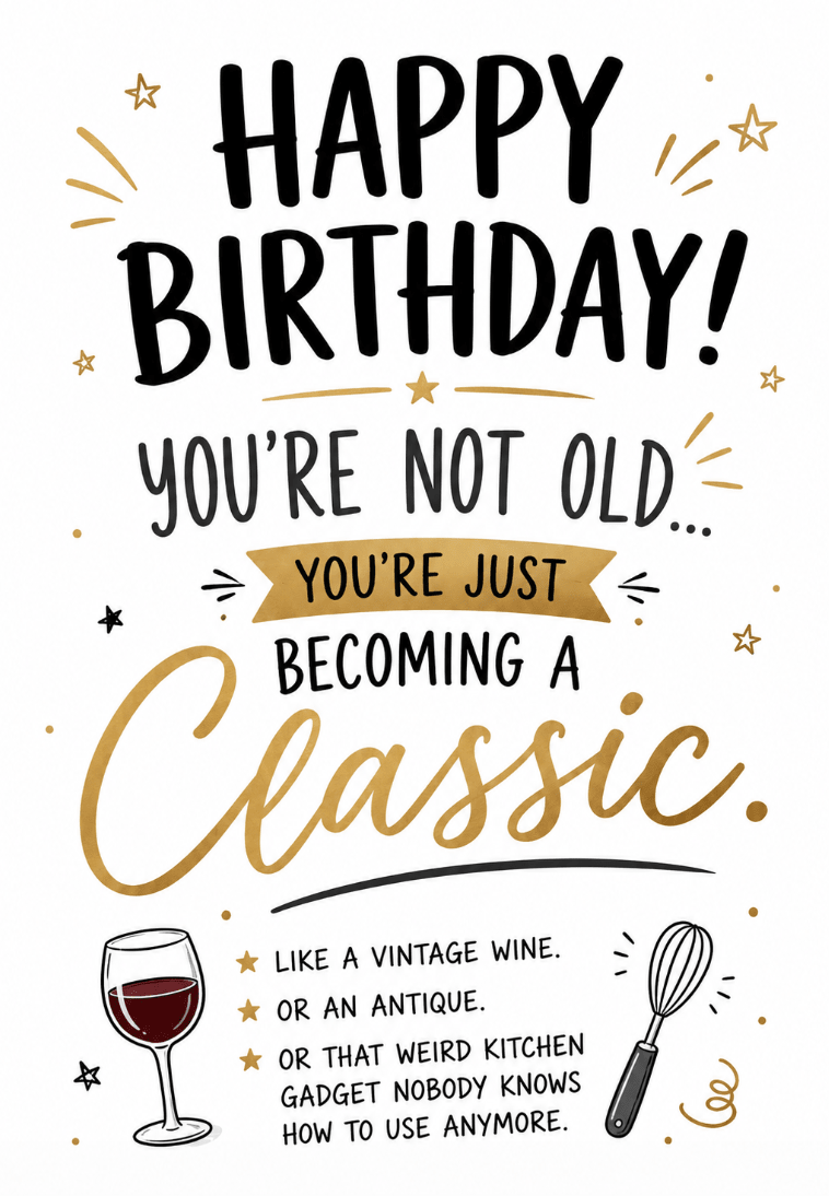 Funny Birthday Card – You're Just Becoming a Classic | Premium Gift Box from The Gifting Suite | Australia