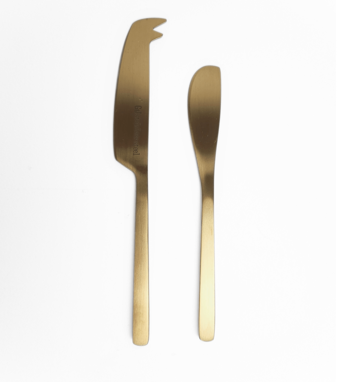 GABEL&TELLER 2pc Satin Gold Cheese Set | Elegant Stainless Steel Serving | Premium Gift Box from The Gifting Suite | Australia