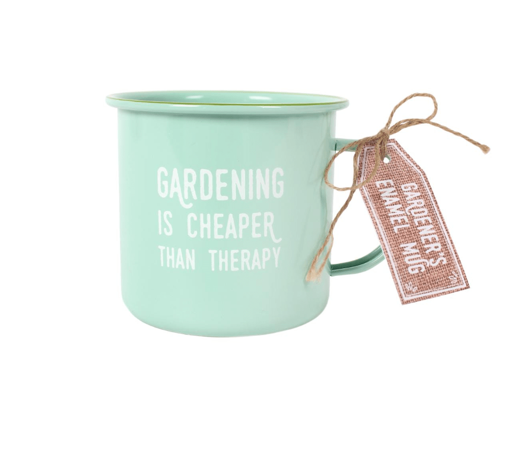 Gardening Is Cheaper Than Therapy Mug | Enamel Garden Mug Gift | Premium Gift Box from The Gifting Suite | Australia