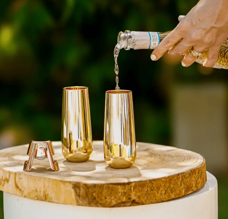 Gold Champagne Flute (SINGLE) – Elegant Stemless Gift Glass by CLINQ | Premium Gift Box from The Gifting Suite | Australia