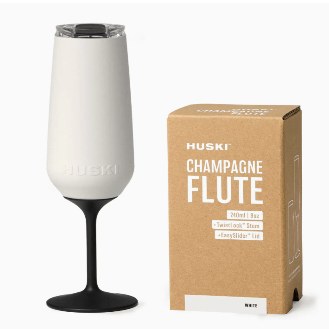 Huski Champagne Flute - White (Bestseller) | Premium Gift Box from The Gifting Suite | Australia