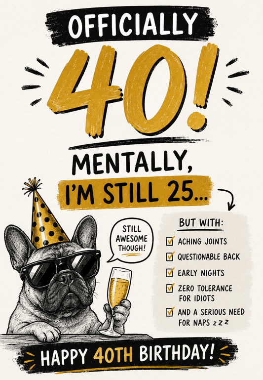 Mentally I'm Still 25 – Funny 40th Birthday Card | Premium Gift Box from The Gifting Suite | Australia
