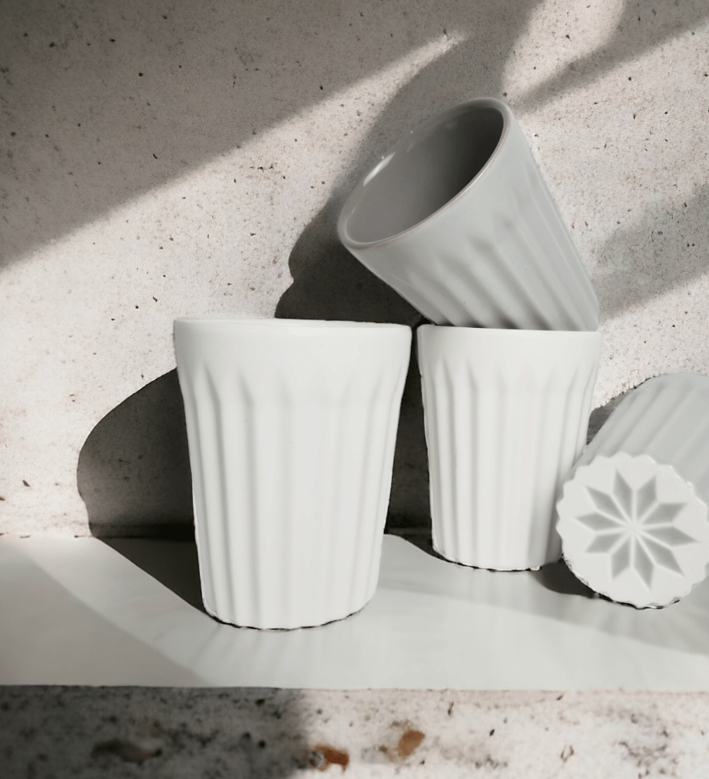 Modern Ribbed Latte Cup – Matte Grey (220ml) | Premium Gift Box from The Gifting Suite | Australia