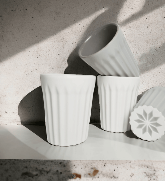 Modern Ribbed Latte Cup – Matte Grey (220ml) | Premium Gift Box from The Gifting Suite | Australia
