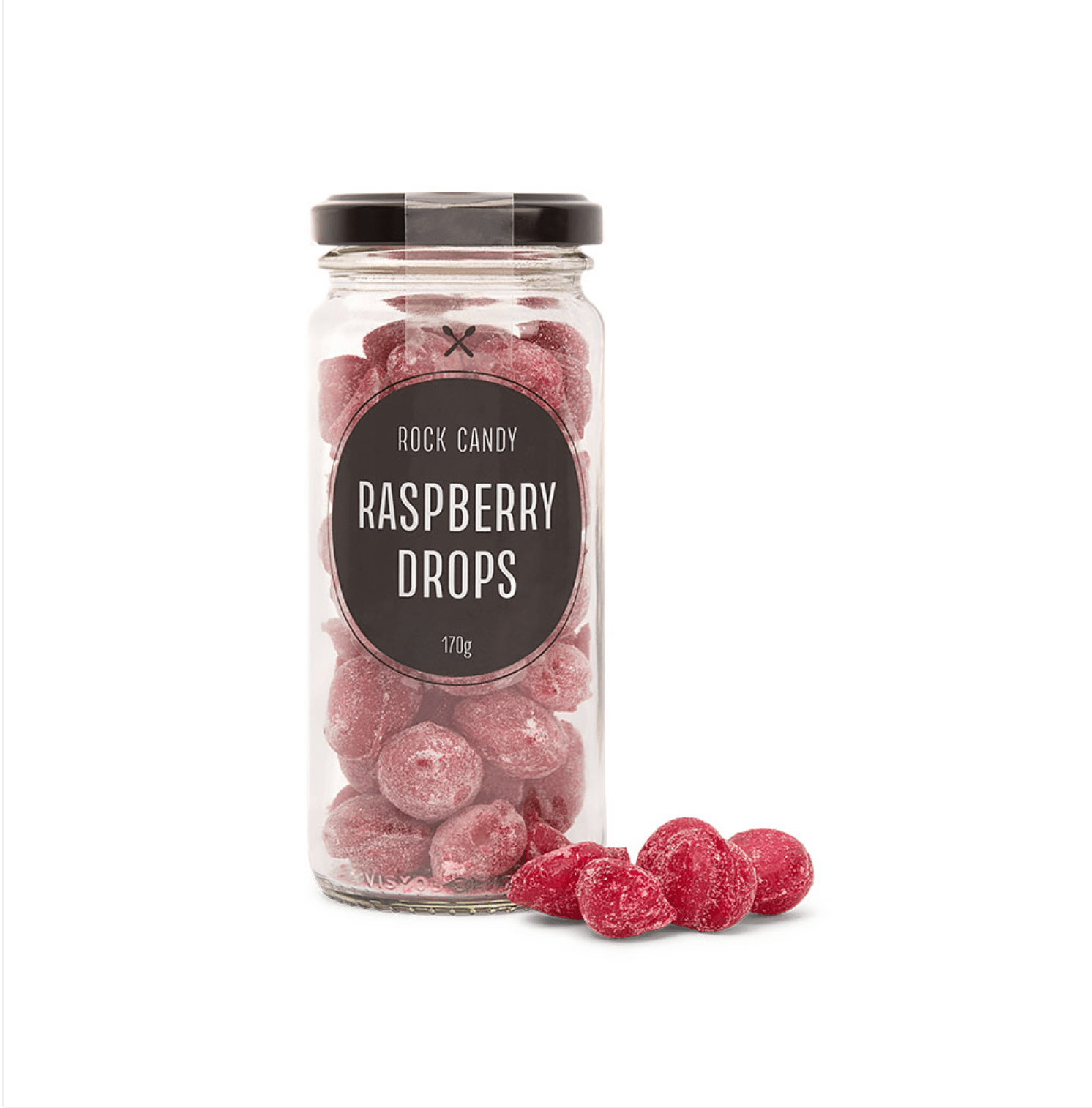 Raspberry Drops Rock Candy 170g | Gourmet Candy Gift Jar Australia | Premium Gift Box from The Gifting Suite | Australia