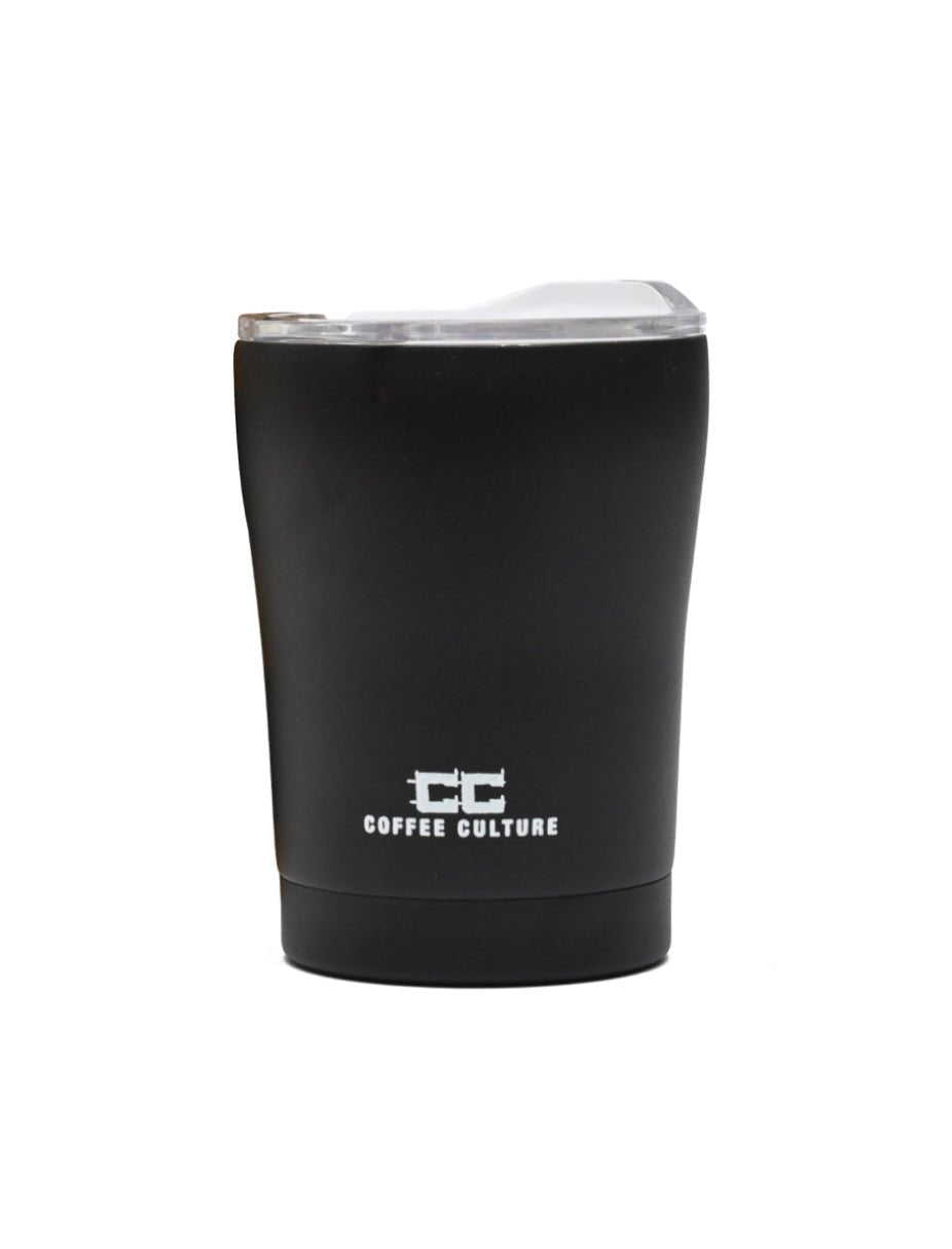 Stainless Steel Double wall 350 ML Reusable Travel Cup - Pure Black | Premium Gift Box from The Gifting Suite | Australia
