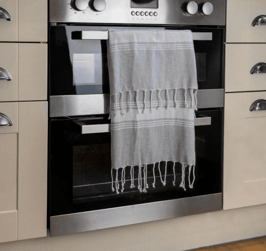 Stylish Turkish Tea Towel – Grey & White | 100% Cotton Kitchen & Home Essentials | Premium Gift Box from The Gifting Suite | Australia