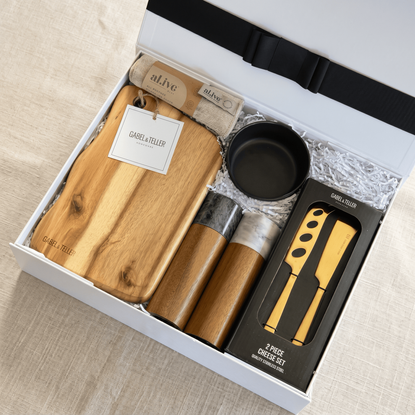 The Luxe Cheese & Entertainer Gift Box | GABEL&TELLER + al.ive Essentials | Premium Gift Box from The Gifting Suite | Australia