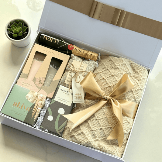 The Luxe Retreat Gift Box | Moët Champagne, al.ive Body & Cozy Home Essentials | Premium Gift Box from The Gifting Suite | Australia