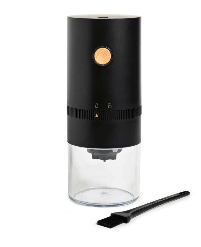 USB Rechargable Coffee Grinder with Blue light Wood Button | Premium Gift Box from The Gifting Suite | Australia