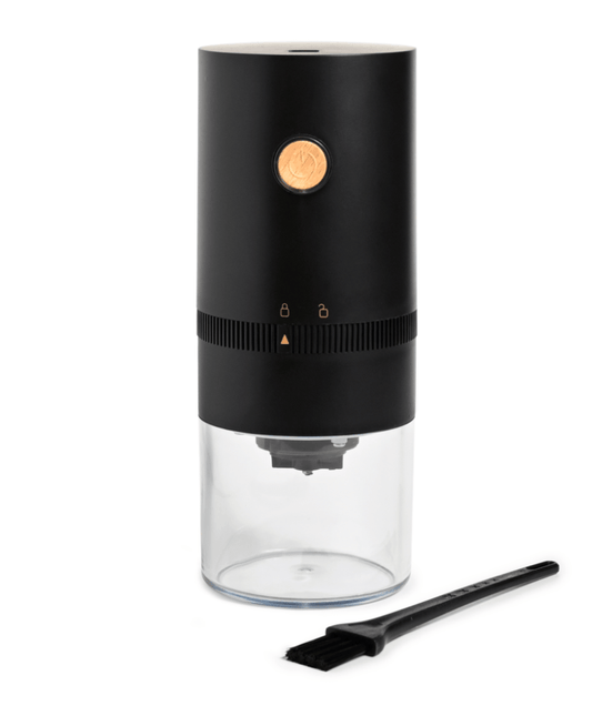 USB Rechargable Coffee Grinder with Blue light Wood Button | Premium Gift Box from The Gifting Suite | Australia