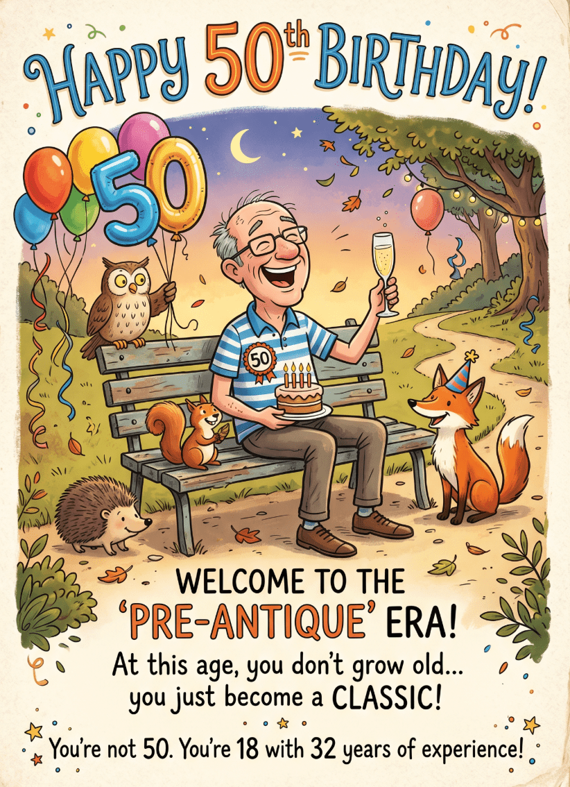 Welcome to the Pre-Antique Era! – Funny 50th Birthday Card | Premium Gift Box from The Gifting Suite | Australia