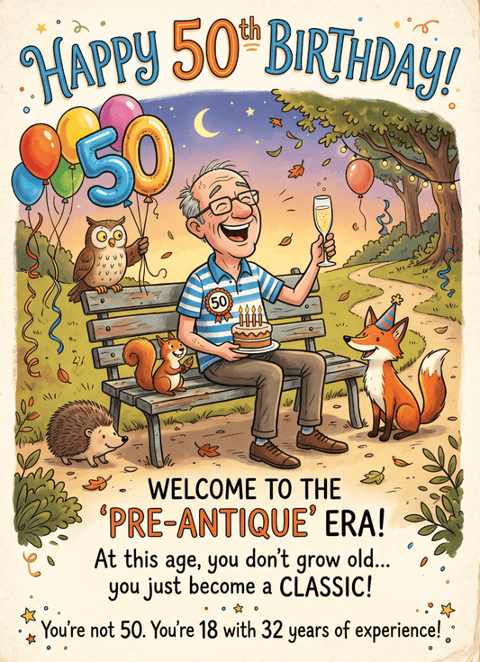 Welcome to the Pre-Antique Era! – Funny 50th Birthday Card | Premium Gift Box from The Gifting Suite | Australia